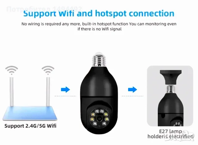 wifi smart камера, снимка 6 - HD камери - 47145232