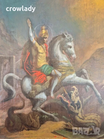 Стара Руска св.Георги Домашна Икона красива оригинал 19 век, снимка 3 - Антикварни и старинни предмети - 50779949