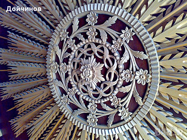 Дърворезба, украса за таван "Тракийско слънце ", уникат, снимка 2 - Декорация за дома - 28219601