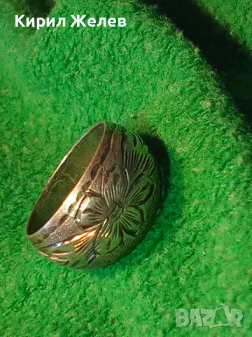 СТАРИНЕН РЪЧНО ФЛОРАЛНО ОРНАМЕНТИРАН СРЕБЪРЕН ПРЪСТЕН СРЕБРО ВИСОКА ПРОБА МАЙСТОРСКА РАБОТА 50114, снимка 11 - Антикварни и старинни предмети - 50136425