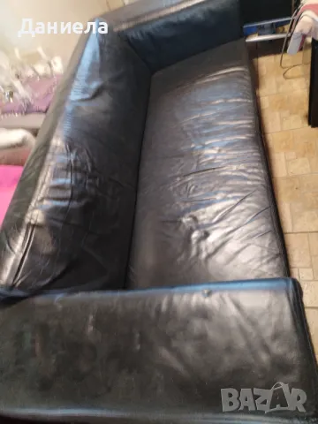 Диван и два фотьойла от естествена кожа, снимка 1