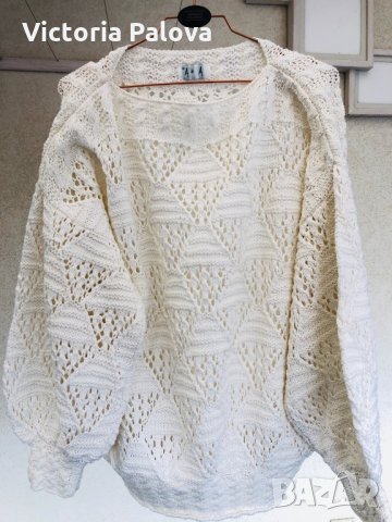 Актуална блуза с модерни ръкави млечен цвят А&А., снимка 1 - Блузи с дълъг ръкав и пуловери - 28303744