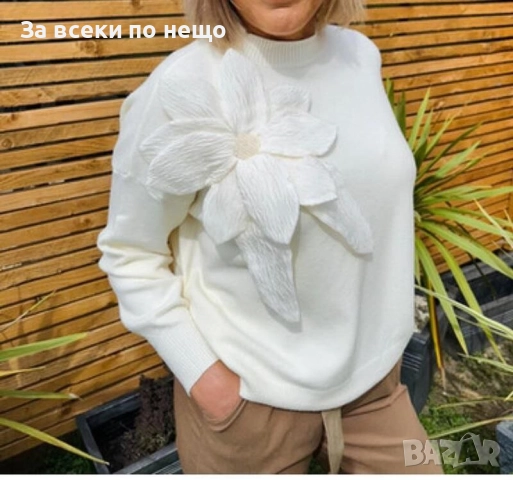 Дамска Розова Блуза С Цвете Код S386, снимка 2 - Блузи с дълъг ръкав и пуловери - 52685242