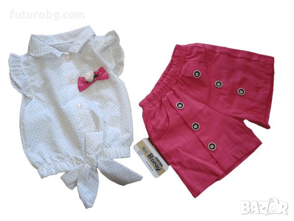 Комплект за момиче от две части в розово и бяло, снимка 2 - Детски комплекти - 37455055