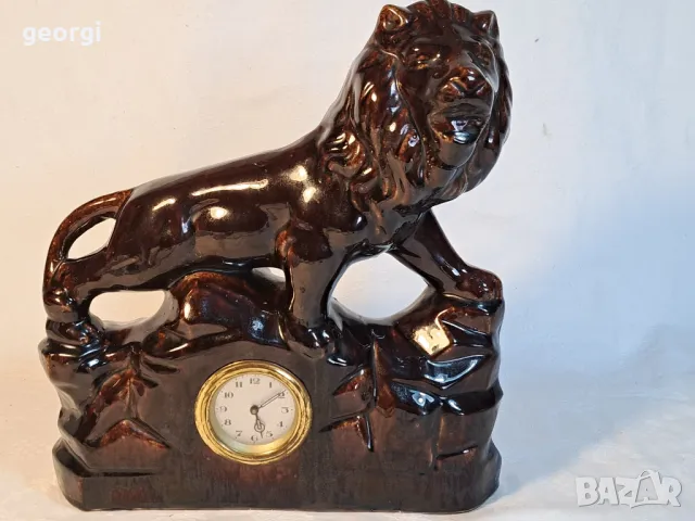 порцеланов механичен часовник лъв    6/4, снимка 2 - Антикварни и старинни предмети - 49027094