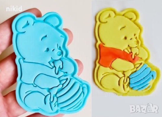 Мечо Пух с мед пластмасов резец резци форма фондан тесто бисквитки, снимка 2 - Форми - 38943529
