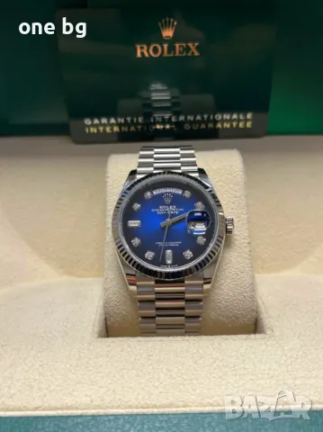Rolex Day Date President Silver Blue 36 mm , снимка 2 - Луксозни - 48298012