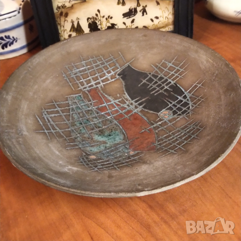 НАМАЛЕНА Raku антикварна керамична фруктиера , снимка 4 - Декорация за дома - 36532828