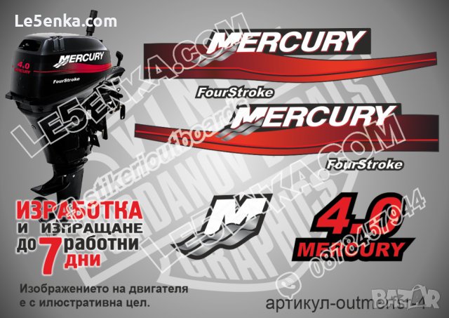 Mercury 1999-2006 4 hp Four Stroke Меркюри извънбордов двигател стикери надписи лодка outmerfsr-4, снимка 1 - Аксесоари и консумативи - 43346776