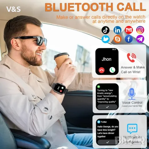 Смарт часовник, 1,91" интелигентен часовник за мъже, жени (отговаряне/осъществяване на повикване), , снимка 6 - Смарт гривни - 47887531