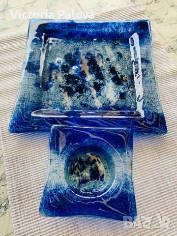 Квадратно плато и пепелник ръчна изработка, снимка 3 - Други - 36957882