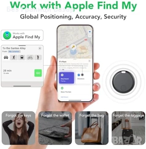 Нови Тракери за ключове и багаж 4 броя – съвместими с Apple Find My, IP67, снимка 2 - Друга електроника - 52508044
