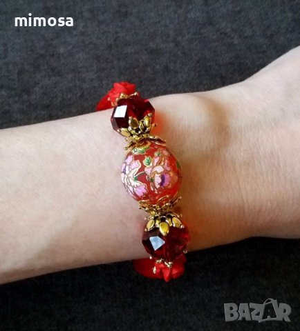 Флорална гривна с кристали, снимка 5 - Гривни - 43080997