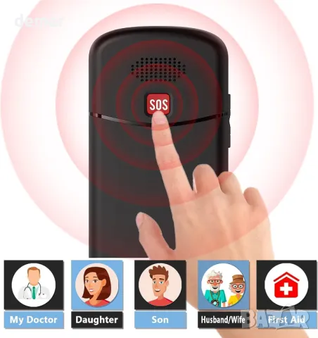 Мобилен телефон Tosaju 4G за възрастни, големи бутони, отключен, LCD дисплей, SOS бутон, 1000 mAh, снимка 5 - Телефони с две сим карти - 49244325