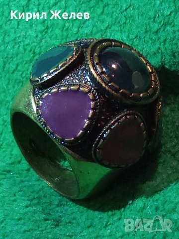 ПОЗЛАТЕН ЕМАЙЛИРАН БРОНЗОВ ЕТНОГРАФСКИ СТИЛ МАСИВЕН ПРЪСТЕН 22960, снимка 4 - Пръстени - 36410806