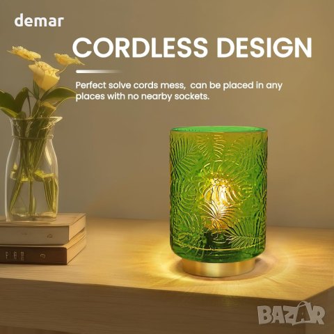 Нощна лампа с батерии, зелена, снимка 2 - Настолни лампи - 42940911