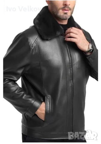 Мъжко зимно кожено яке!(хл)!промо!