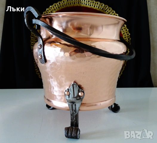 Медно котле,менче чиста червена мед 2 л. , снимка 3 - Антикварни и старинни предмети - 53394821