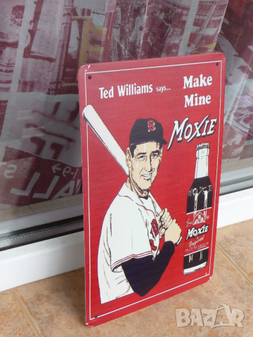 Метална табела Тед Уилямс бейзбол бухалка спорт реклама напитка, снимка 2 - Рекламни табели - 44858031