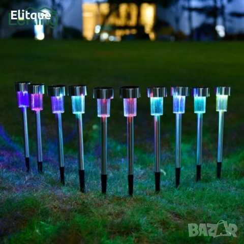 Комплект от 6 броя соларни градински LED лампи за алеи и зони