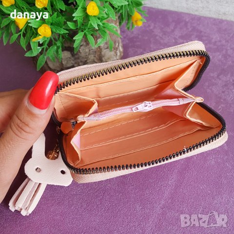 2921 Кожено дамско портмоне с декорация сърце, снимка 7 - Портфейли, портмонета - 37222350