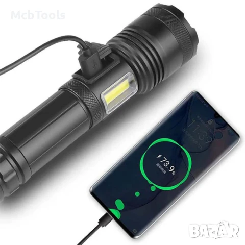 Мощен акумулаторен ръчен  фенер с много функции, снимка 4 - Други инструменти - 50953710