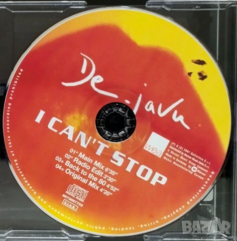 DE-JAVU - I Can't Stop - Maxi Single CD - оригинален диск, снимка 3 - CD дискове - 43642095