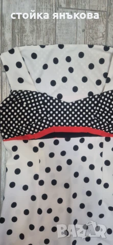  дамска рокля на точки бяло черно червено, снимка 3 - Рокли - 50589655