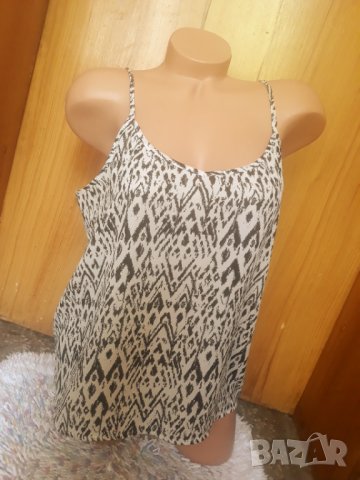 Черно-бял ефирен потник топ Л, снимка 1