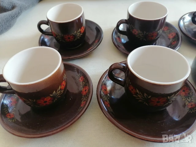 Чаши за кафе + захарница и лъжички, снимка 5 - Чаши - 50876290