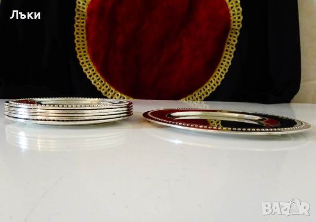 Посребрени бронзови чинии,перлен релеф. , снимка 7 - Антикварни и старинни предмети - 52665284