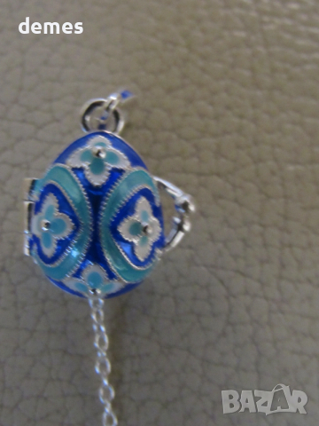 Фино дамско колие с висулка- Яйце Фаберже, ново, снимка 4 - Колиета, медальони, синджири - 53089351