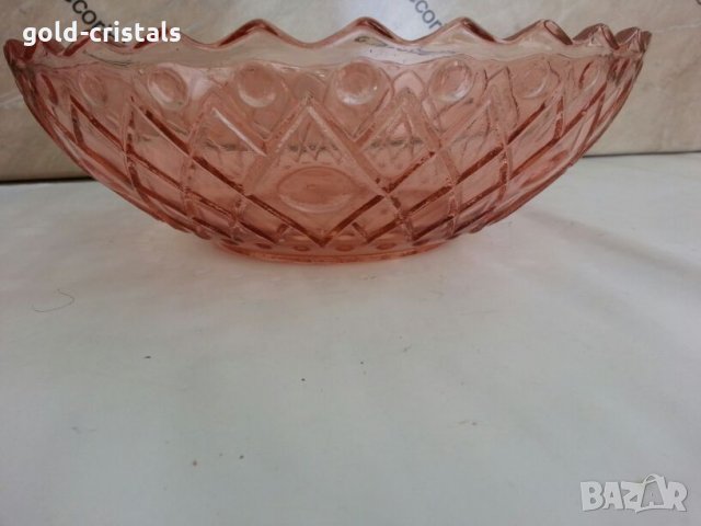 антикварна купа  фруктиера цветно розово стъкло, снимка 12 - Антикварни и старинни предмети - 26223692