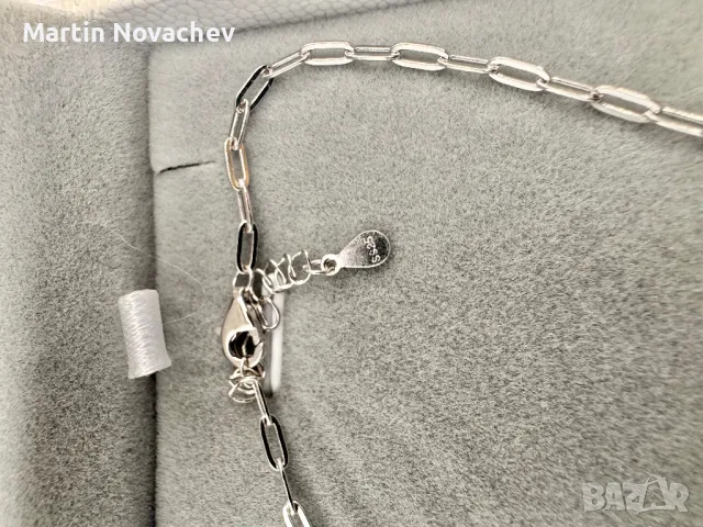 Сребърна гривна с мойсанит (Диамант), снимка 6 - Гривни - 49718173