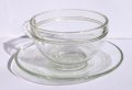 Стъклен сервиз чаши с чинийки 6 броя Белотерм, снимка 1 - Сервизи - 38389063