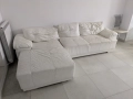 Комплект 2 дивана, бяла еко кожа – разтегателен, снимка 3