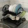 Отцедник сушилник за съдове на два етажа нива с отделения за чаши, 2 тавички, снимка 5