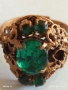 Стар скъпоценен ретро меден пръстен с ювелирно фасетиран ИЗУМРУД 52241, снимка 2