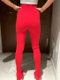 Нов висока талия  секси спортен елегантен червен еластичен панталон рипс рипсен Alice Evis , снимка 6