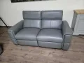 Сив кожен комплект дивани две двойки с електрически релакс механизъм, снимка 3