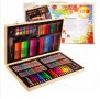 Комплект за рисуване оцветяване в дървен куфар 180 части, снимка 1