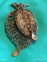 ВИНТИДЖ БРОШКА с ЛИСТА и КРИСТАЛИ ФИЛИГРАННА АРТ ДЕКО 52160, снимка 4