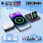 Ново Сгъваемо безжично зарядно устройство 3 в 1 бързо магнитно преносимо телефон слушалки часовник, снимка 2