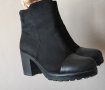 Дамски черни боти кожа и велур , снимка 3