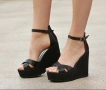 Сандали на платформа - черна кожа - PLH10 , снимка 2
