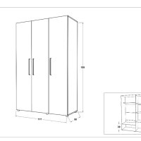 Трикрилен гардероб , снимка 2 - Гардероби - 43269419