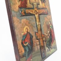 Старинна Руска Икона Разпятие Христово - 19 Век, снимка 13 - Антикварни и старинни предмети - 38439337