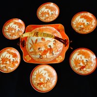 Японски порцелан сервиз,фруктиера,чиния. , снимка 1 - Антикварни и старинни предмети - 33229322