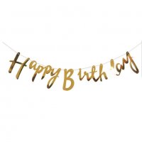 Парти надпис сребрист или златист банер Happy Birthday, снимка 3 - Други - 40137456