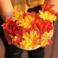 25 бр Изкуствени есенни листа листо за декорация и украса от текстил кленови, снимка 5 - Други - 23209937